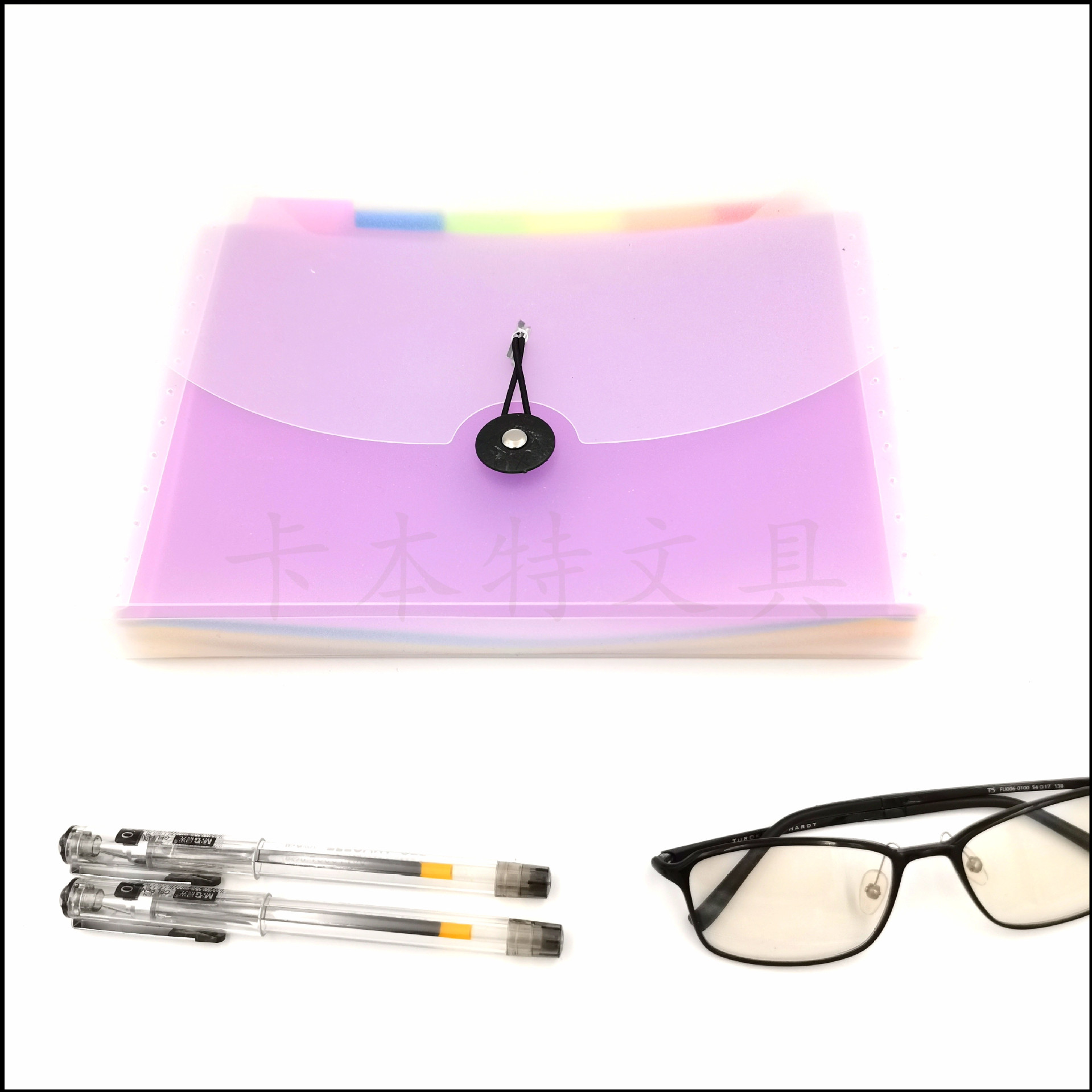 磨砂透明风琴包13层 A5票据资料包绑带文件收纳包彩色内页文件夹详情2