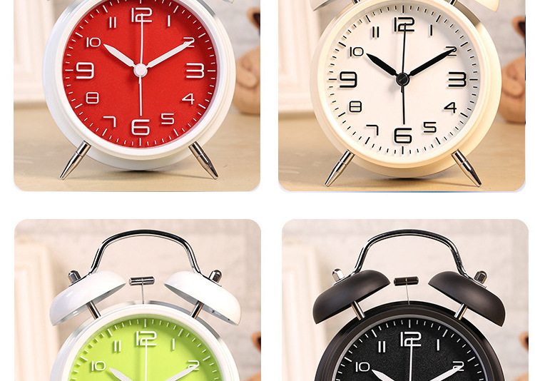 亚马逊热卖双打铃闹钟创意经典静音学生大声双铃3D数字打铃钟详情13