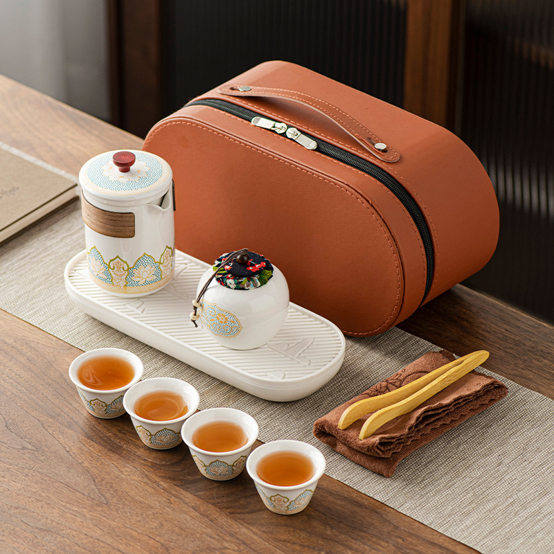 Wholesale of portable kung Fu tea sets for travel, Japanese-style outdoor quick guest cups, and business gifts for festivals pic 1
