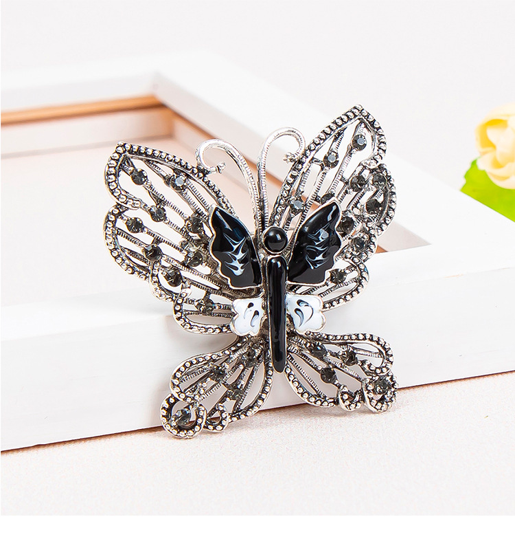韩版新款蝴蝶胸针彩色镶钻画油昆虫动物胸花胸针女百搭西装别针详情2