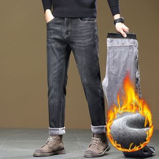 2024秋冬季新款牛仔裤男士宽松直筒休闲百搭四季大码长裤加绒可选详情3