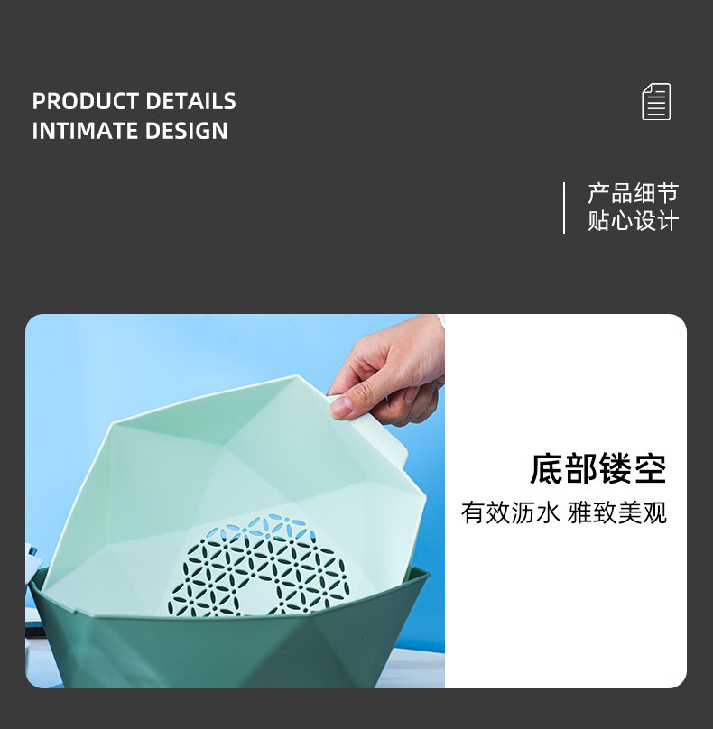 沥水篮家用滤水洗菜篮塑料多功能水果篮子厨房收纳批发双层洗菜盆详情12