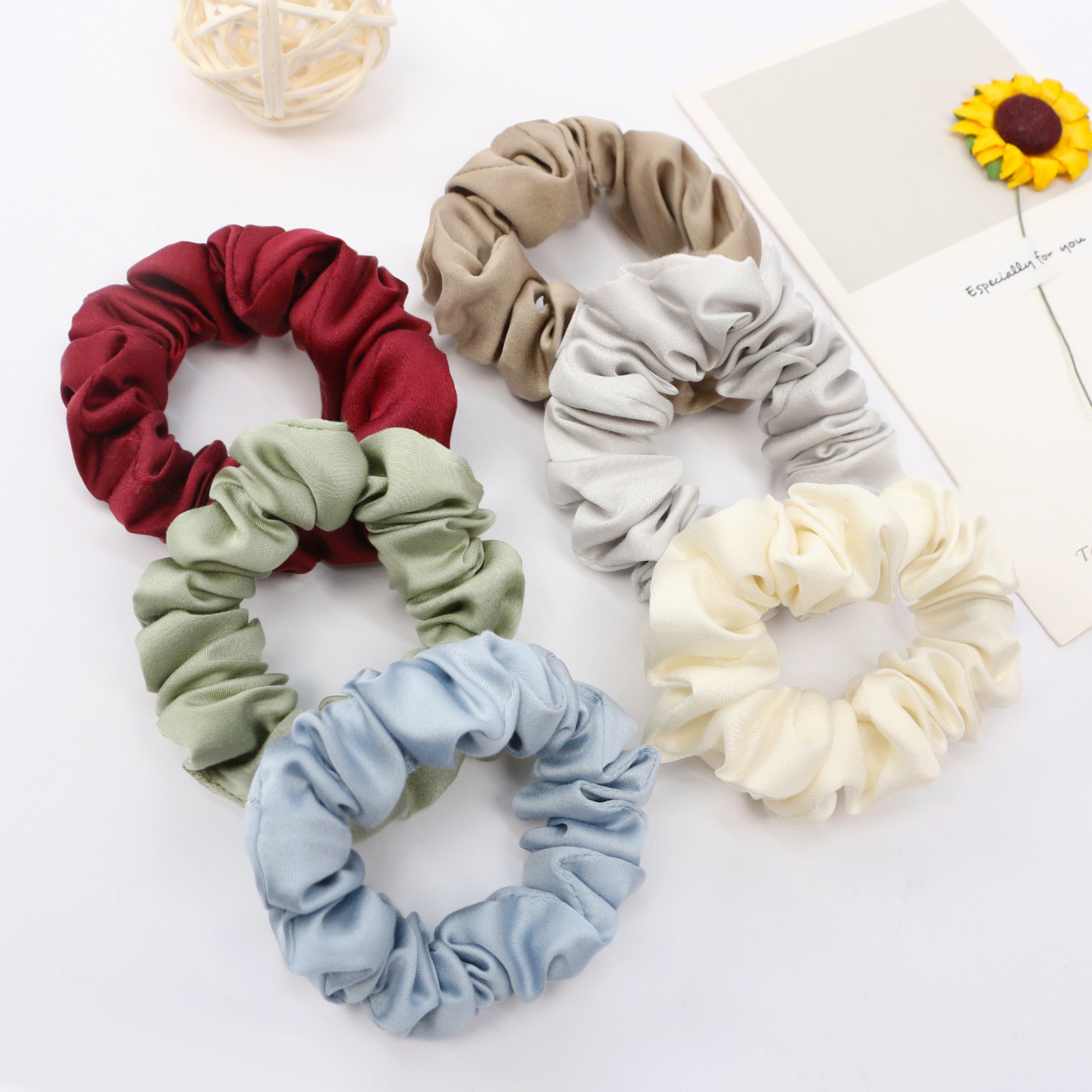 Satin French large intestine hair band, solid color hair band, hair tie, versatile hair accessory for ladies, can be tied into a ponytail large intestine hair band pic 2