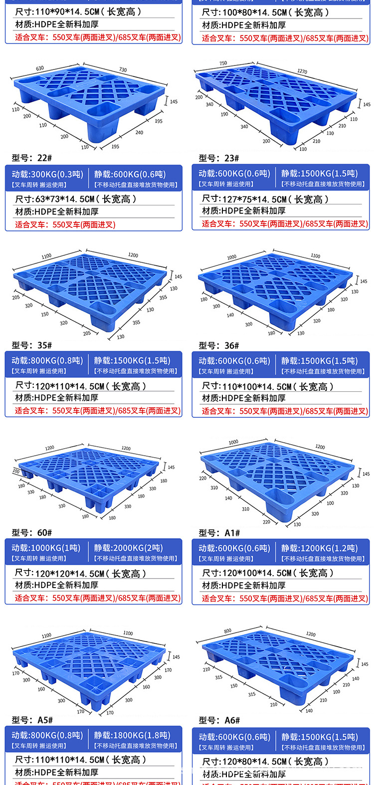 塑料栈板1210网格九脚塑胶卡板 防潮垫板仓储周转地台板塑胶托盘详情5