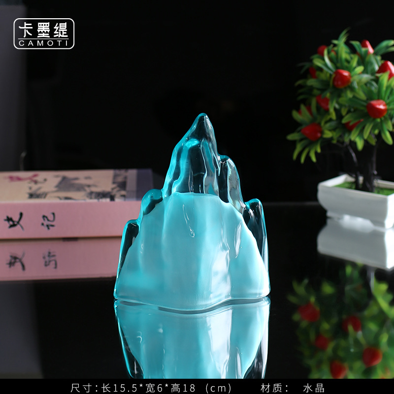 Modern new Chinese-style decorative soft furnishings, crystal rockery three-piece set, tea room window display cabinet, artistic handicrafts pic 30
