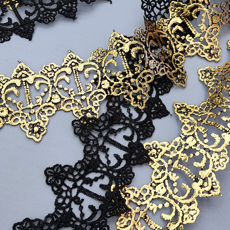 Factory direct sales of lace, gold water-soluble barcode, polyester gilding, handcrafted lace, exquisite clothing accessories pic 9