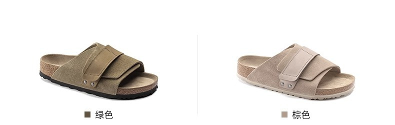 BK勃肯鞋男女款真皮软木底博肯凉拖鞋夏季外穿全牛皮魔术贴一字拖详情4