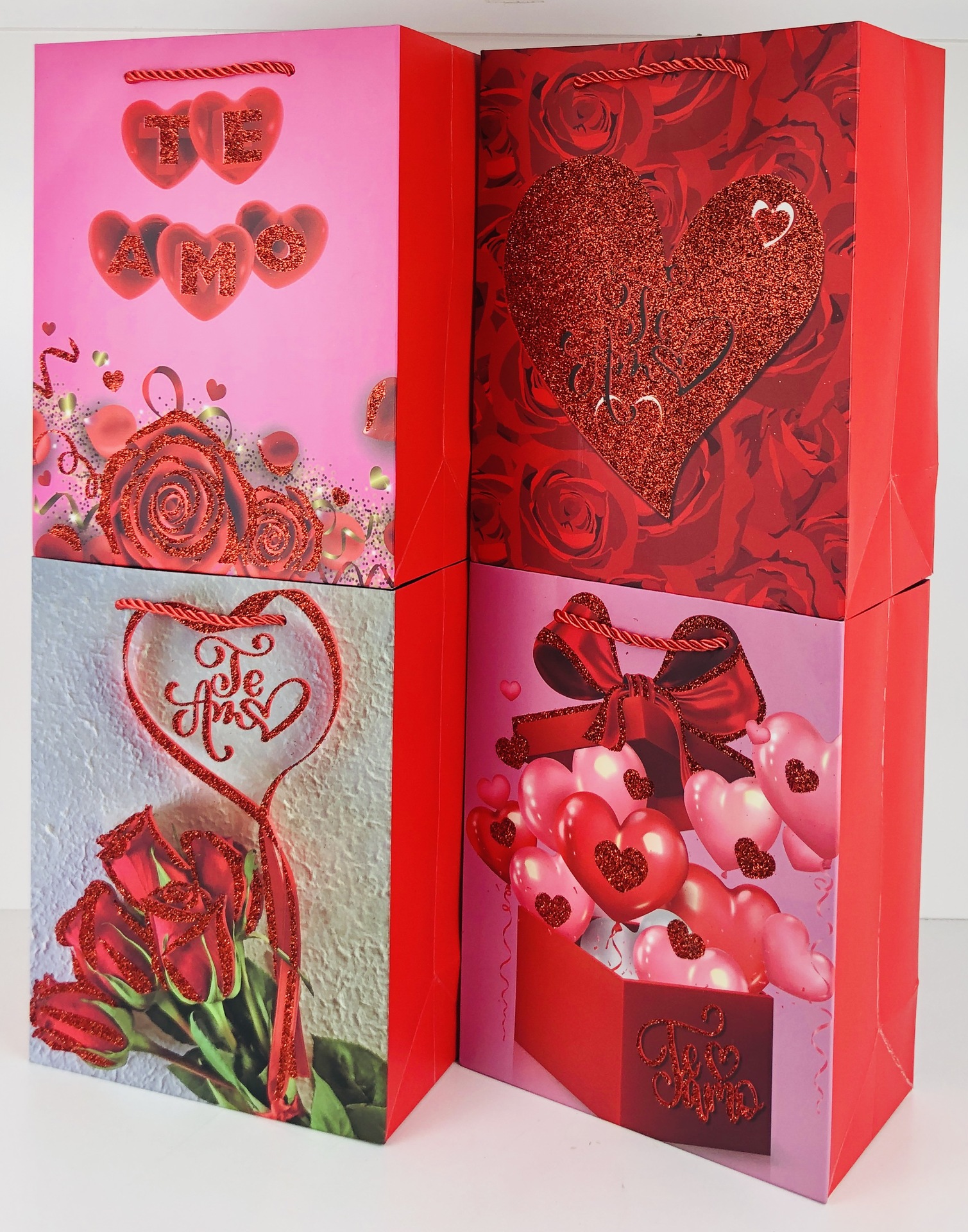 Stock flash powder spanish TE AMO colección día de san valentín tote bags bolsas regalo bolsas de compras cross-border specials pic 11