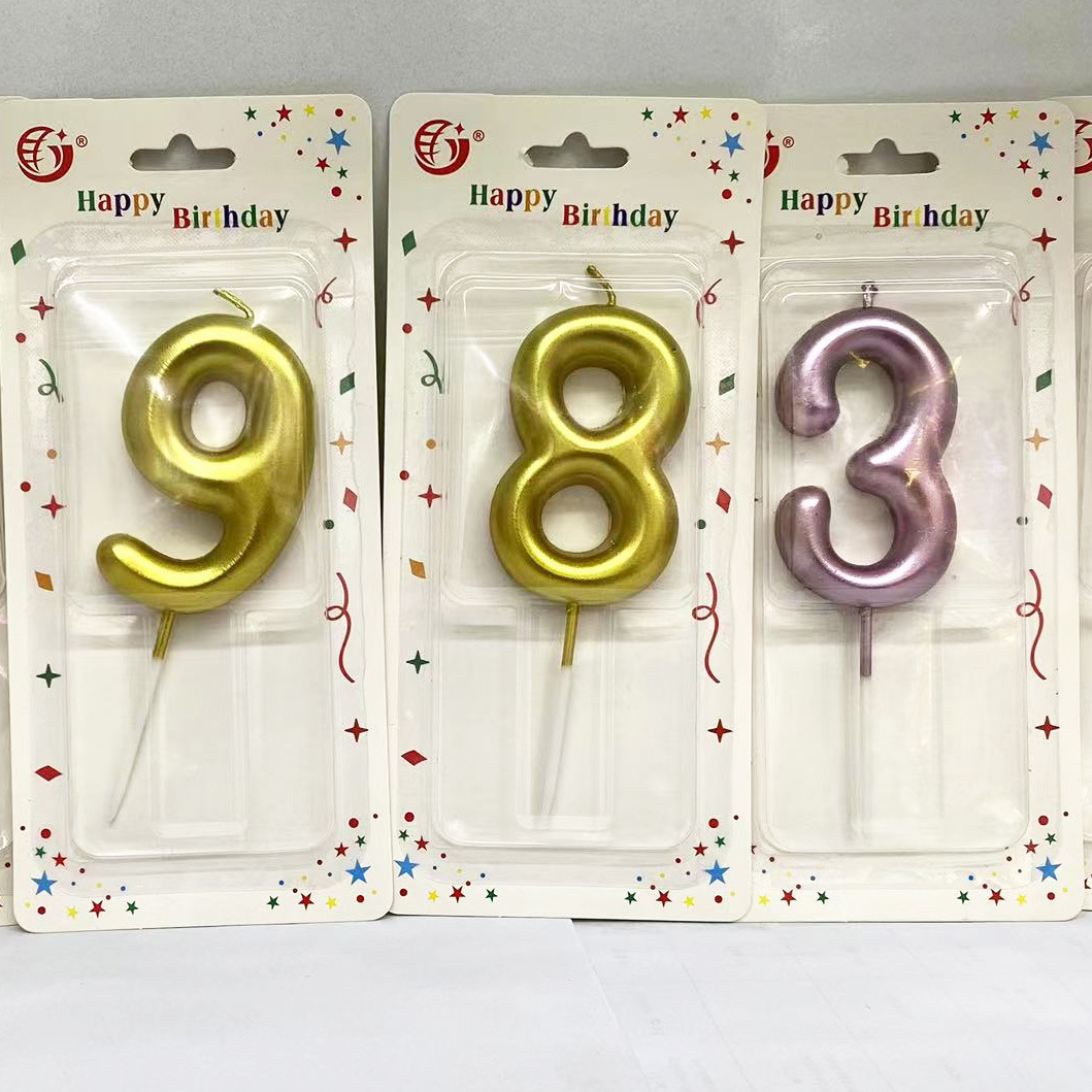 New gold-plated birthday cake, party supplies, decorations, 100-day birthday number candles 0-9 pic 2
