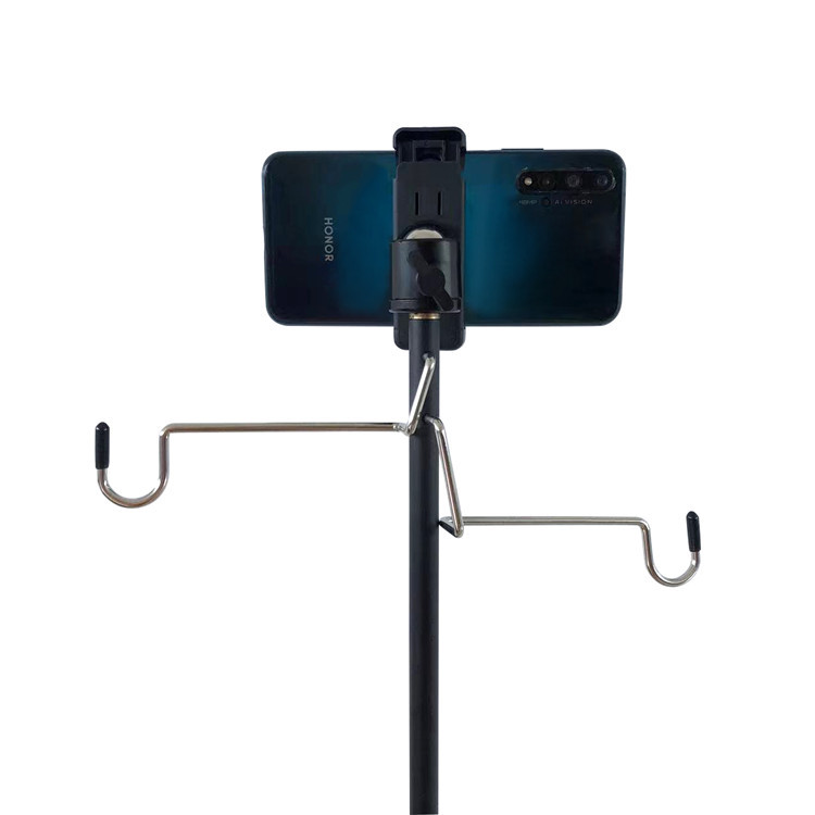 Outdoor camping aluminum alloy folding lamp stand, lightweight and portable lighting pole with pan-tilt phone holder, night market stall pic 6