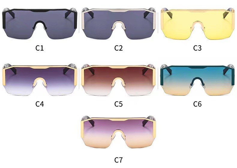 European and American fashionable one-piece glasses for men and women, large-framed sunglasses for street snaps, wide-leg anti-ultraviolet head glasses pic 18