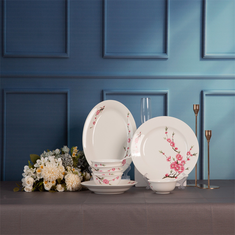 54 Skull Porcelain Tableware set, Chinese peach blossom bowls and plates complete set wholesale, household rice bowls and chopsticks, housewarming gifts wholesale pic 9