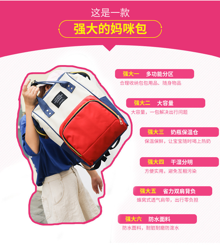 时尚妈咪包双肩背包多功能大容量妈妈包同款母婴用品孕产妇包详情3