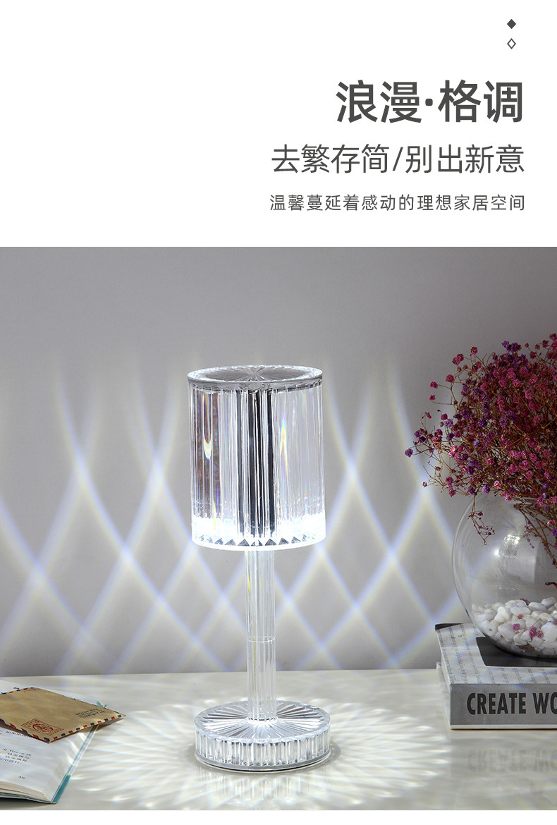 Cross-border Gatsby crystal table lamp, Spanish ambient light, hotel diamond romantic and warm led display piece pic 12