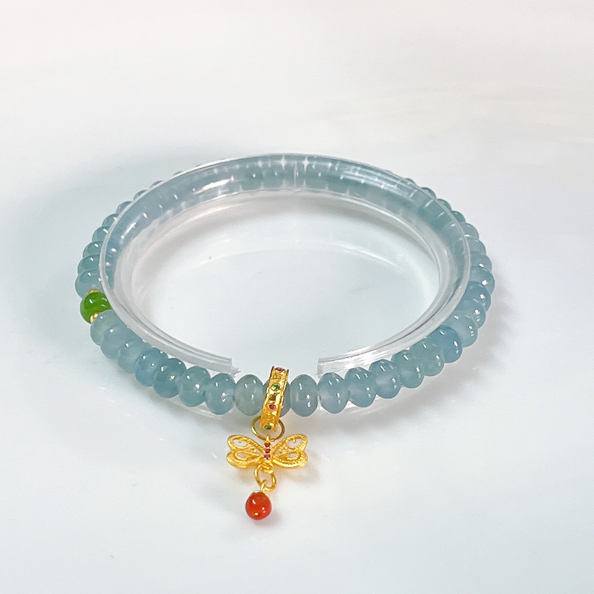 Amazon AliExpress New Chinese-style natural blue water drum bead A-grade jade bracelet for women, light luxury 925 silver inlaid rabbit jewelry pic 35