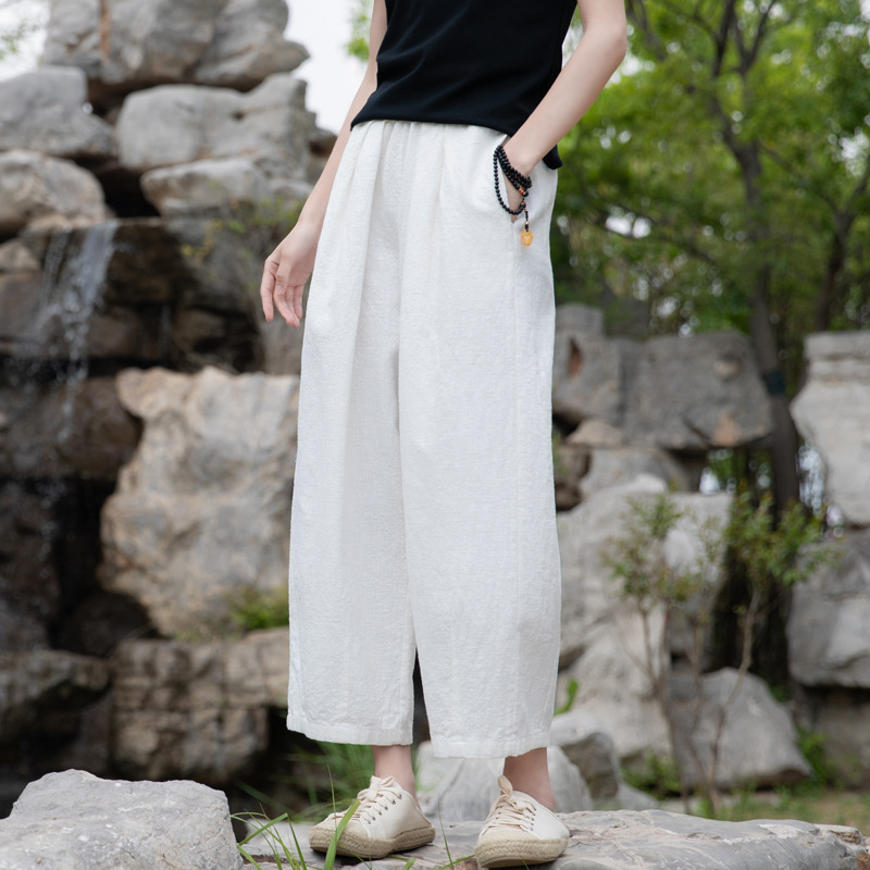 New Spring/Summer 2023 artistic and retro loose linen drape casual pants pic 5