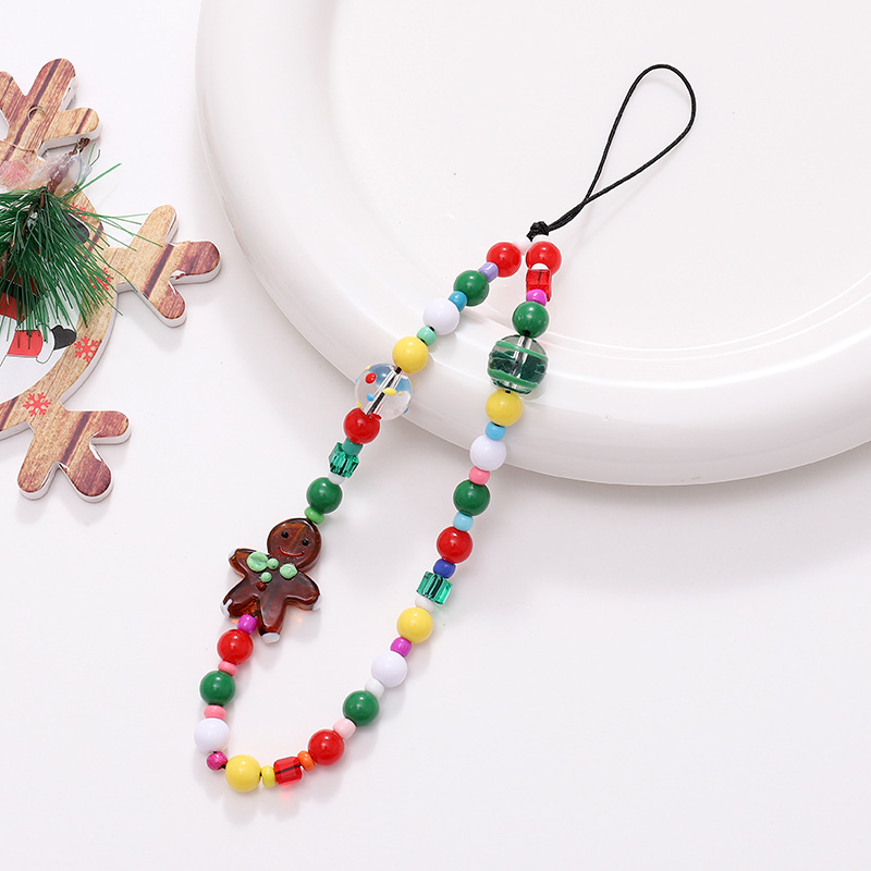 New Christmas series mobile phone chain, Santa Claus beaded short Christmas tree pendant, wrist strap anti-loss chain pic 5