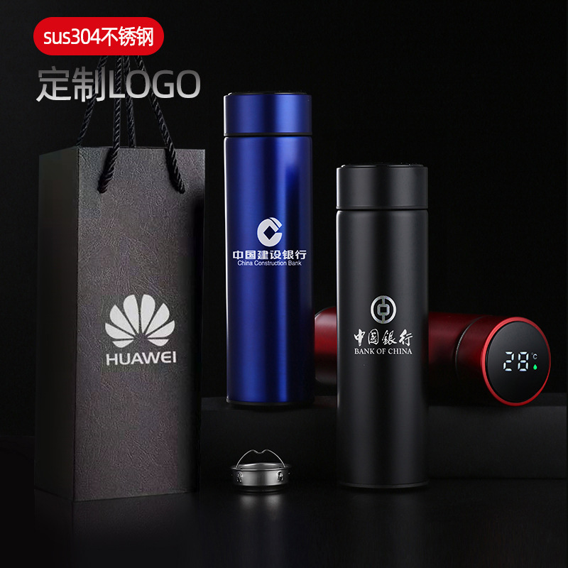 304 stainless steel insulated cup, smart temperature display, business straight cup, temperature measurement car water cup, gift cup, temperature cup pic 3