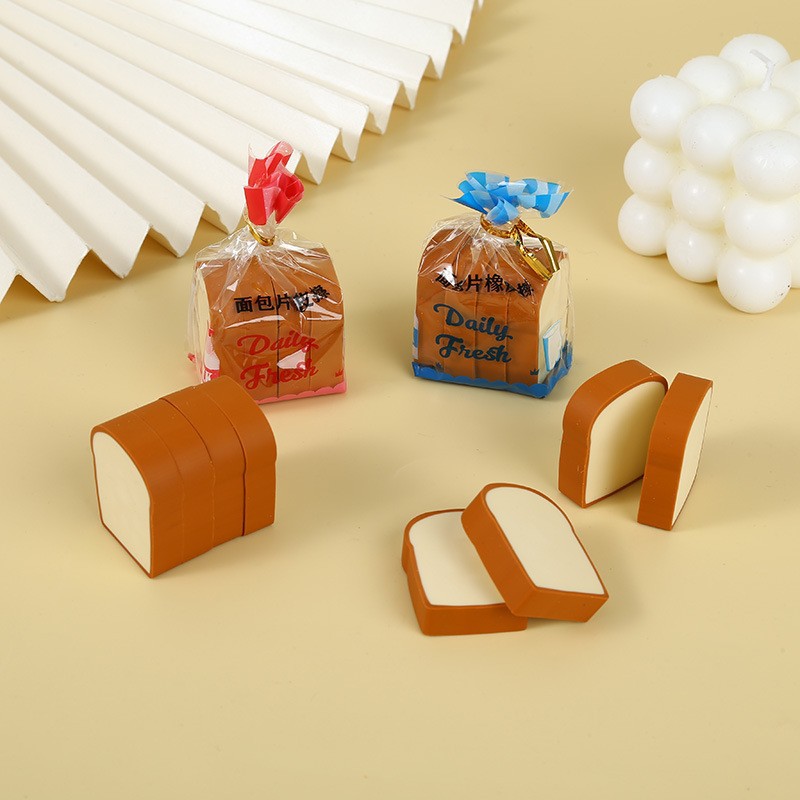 Niños creativo toast eraser wholesale escolares regalo premios eraser papelería rubber clean cute eraser pic 5