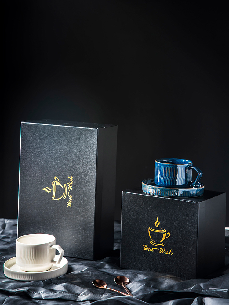 现代简约窑变咖啡杯碟礼盒下午茶创意陶瓷水杯礼品套装厂家批发详情8