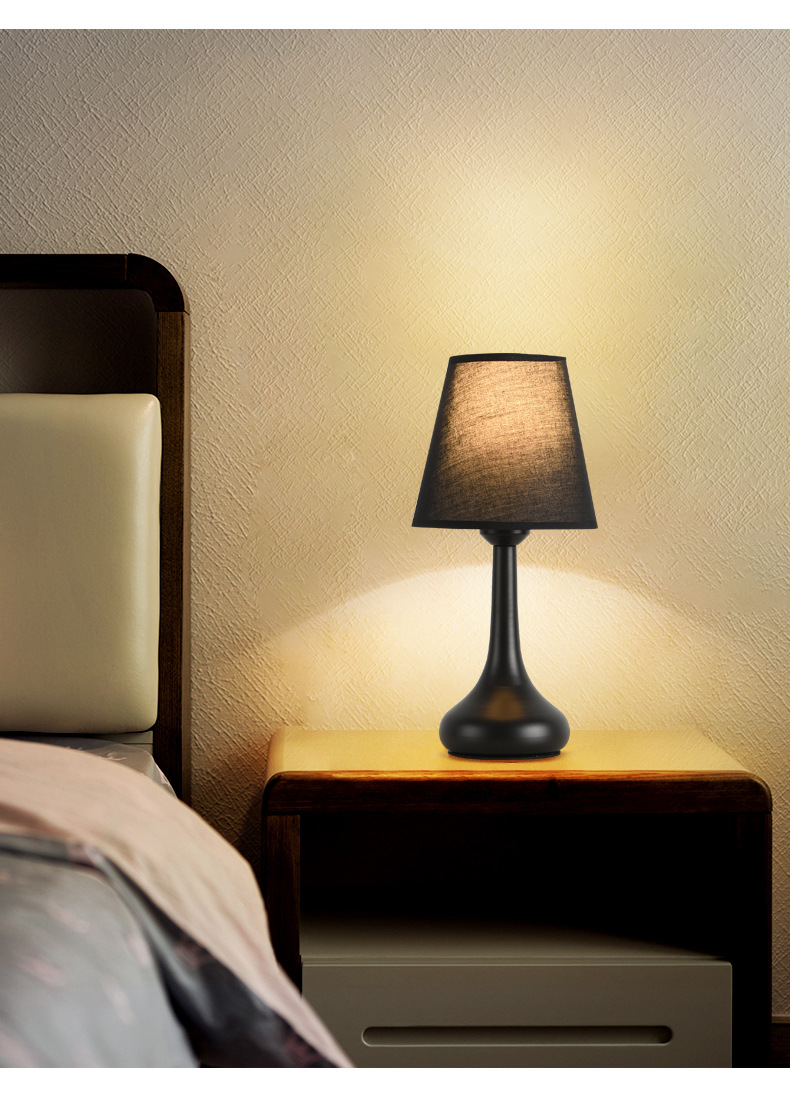 Cross-border fabric bedside lamp, Nordic retro bedside lamp, high-end and warm atmosphere night light pic 11
