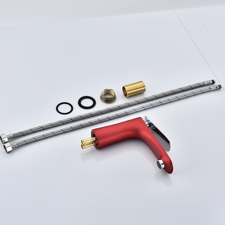 Best-selling bathroom porcelain faucet, hot and cold copper bathroom faucet, two-color European black lacquered single-hole washbasin faucet pic 39