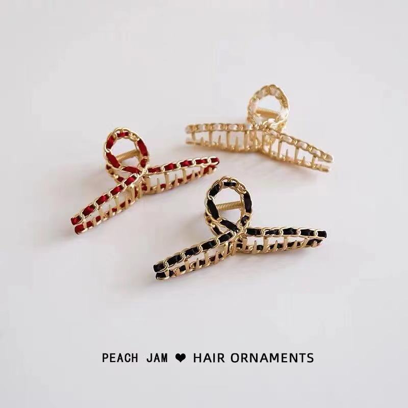 气质金属链条抓夹缠绕丝带发抓韩国ins 风鲨鱼夹发卡扎头发抓夹女详情3
