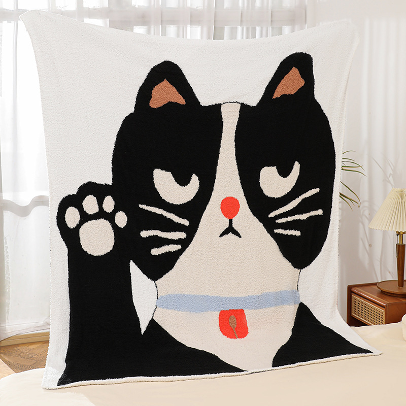 美式万圣节节日幽灵图案盖毯半边绒针织提花毯子保暖加厚毛毯批发详情6