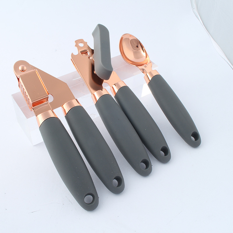 Cross border acero inoxidable aircraft handle mesh leakes grinder egg grinder knife sharpper kitchen set 7 piezas conjunto de gadgets de cocina pic 16