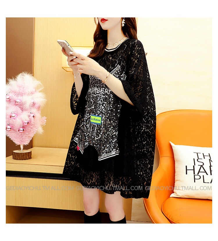 European large-sized cutout short-sleeved T-shirt for women, mid-length, 2021 new summer laid-back style, loose design sense top pic 13