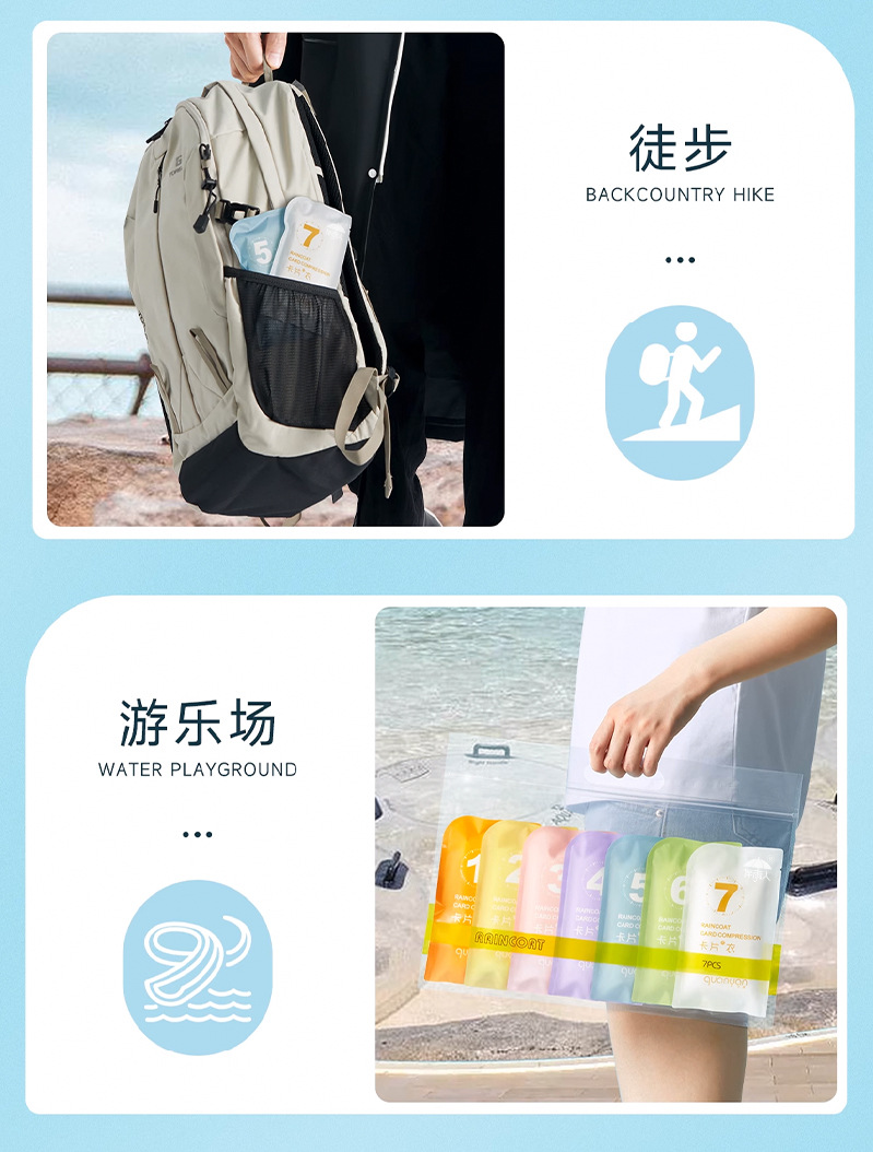 一次性雨衣成人儿童卡片加厚全身防暴雨透明便携旅游户外登山防水详情9