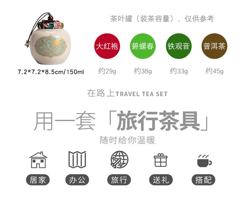 Travel Kung Fu tea set, portable storage bag, outdoor business trip camping, quick guest cup, teapot and tea drinking equipment pic 3