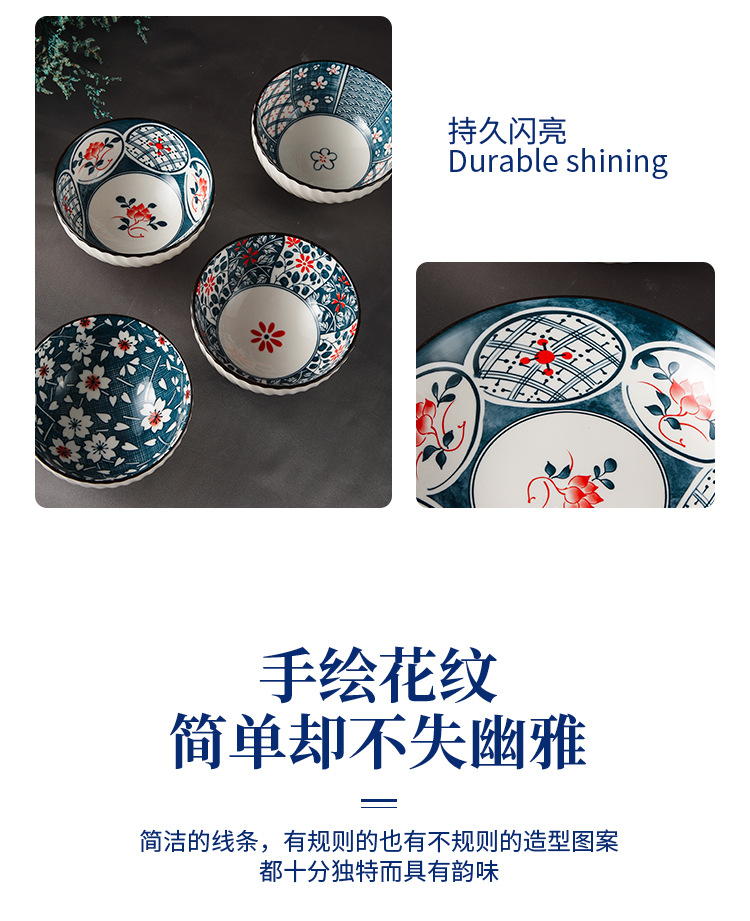跨境日式樱花风陶瓷餐具套装柚下彩和印花和烤花工艺开业礼品碗盘勺套装房详情8