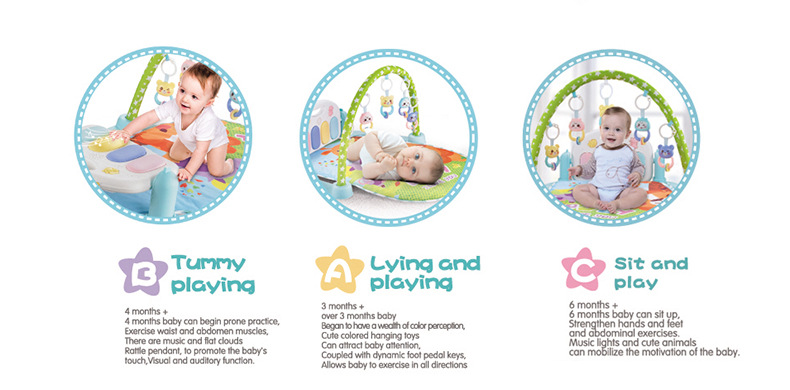 2022新款婴儿脚踏琴爬爬垫游戏垫琴话筒数据线儿童健身架详情5