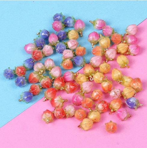 Heat shrinkable resin, strawberry bud necklace, pendant, hairpin, bracelet, resin, diy material wholesale, jewelry and clothing accessories pic 2