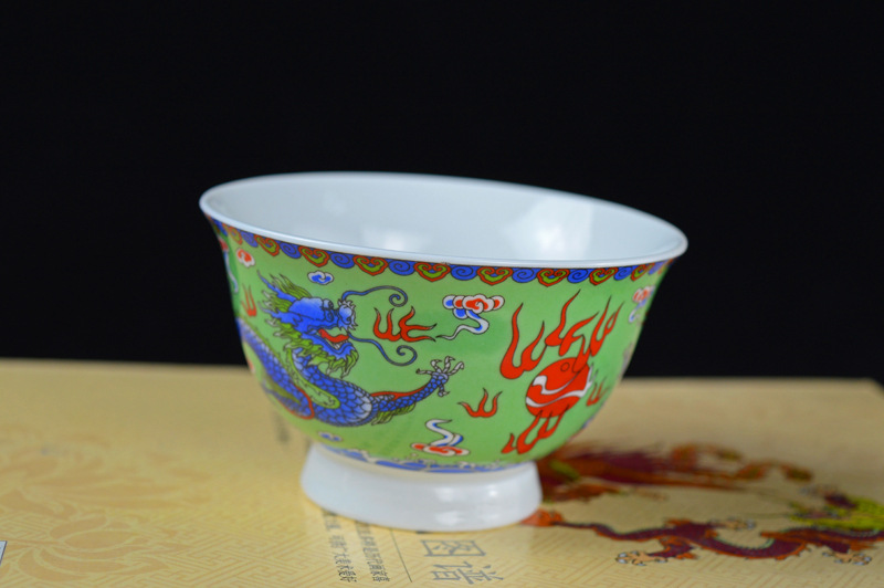 厂家供应3.6寸双龙八吉祥藏式陶瓷碗特色民族碗酥油茶碗 仿古贡碗详情14