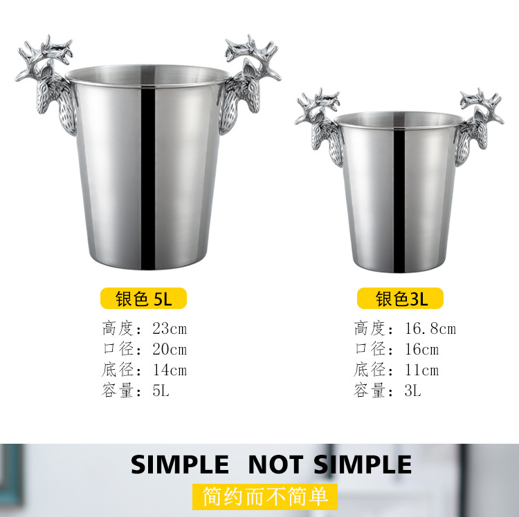 Golden deer head stainless steel ice bucket, red wine ice granule bucket, wine bucket, bar supplies stainless steel ice bucket, beer bucket, ice cube bucket, ice wine bucket, champagne bucket, metal ice bucket, metal beer bucket pic 3