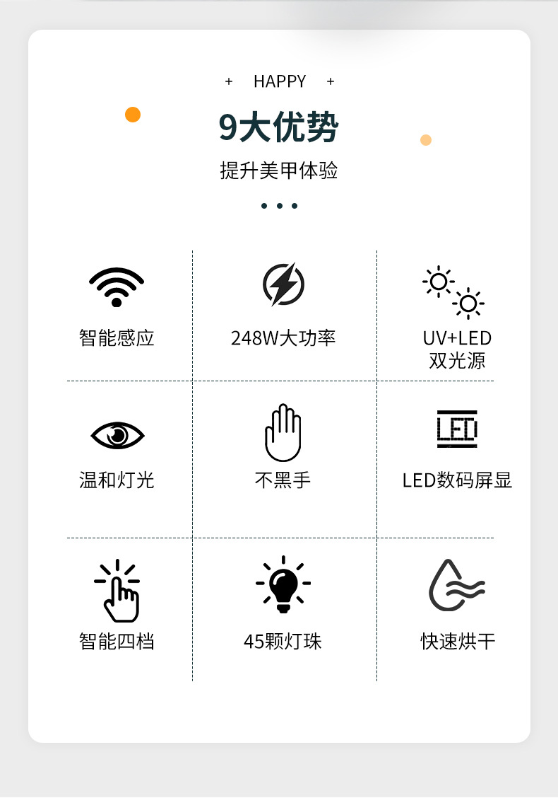 美甲灯光疗机甲油胶速干照烤灯便携式美甲店专用学生宿舍美甲烤灯详情2