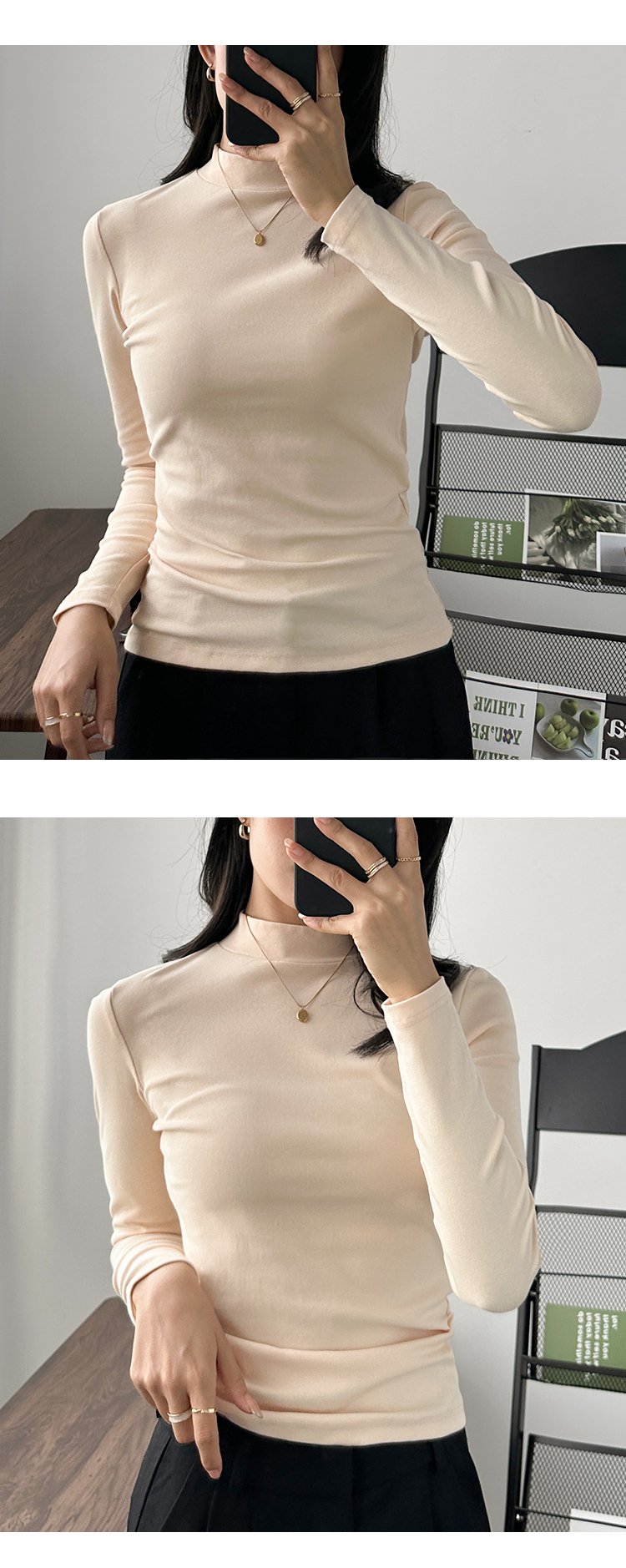 深灰色打底衫内搭小立领棉长袖t恤女黑色半高领初秋早秋上衣女潮详情13