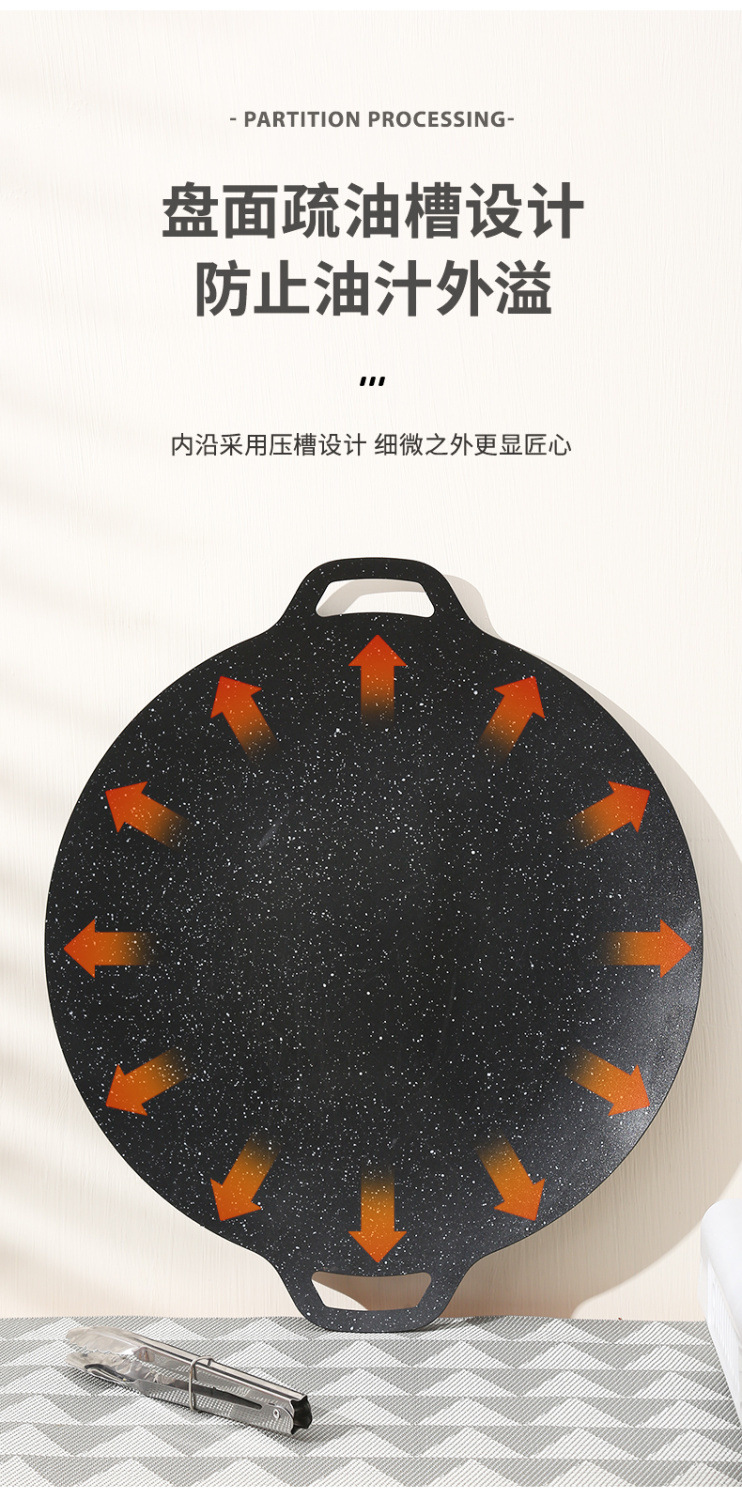 Japanese-style tourmaline barbecue plate, household non-stick smokeless barbecue pot, induction cooker barbecue plate, outdoor iron plate barbecue meat plate pic 11