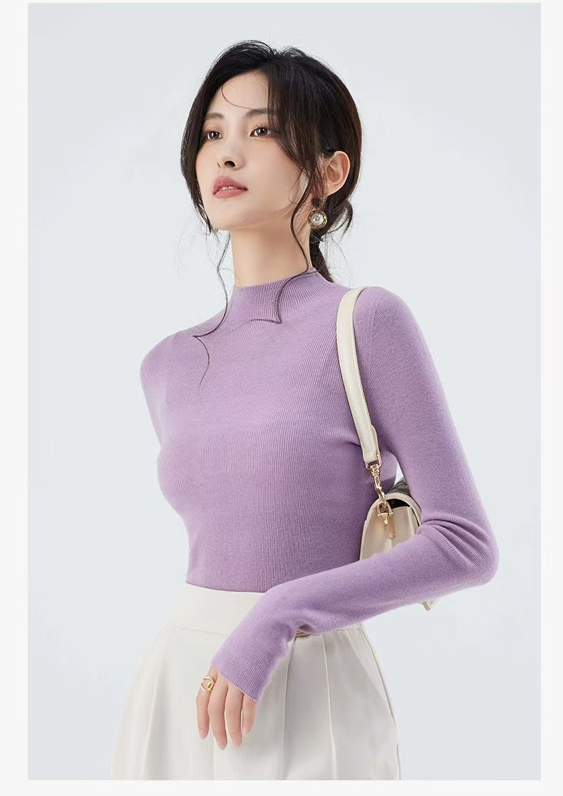 48-count fine-spun wool sweater for women, 100 pure wool seamless one-piece base layer, slim 18-stitch ultra-fine knitted sweater, thin pic 27