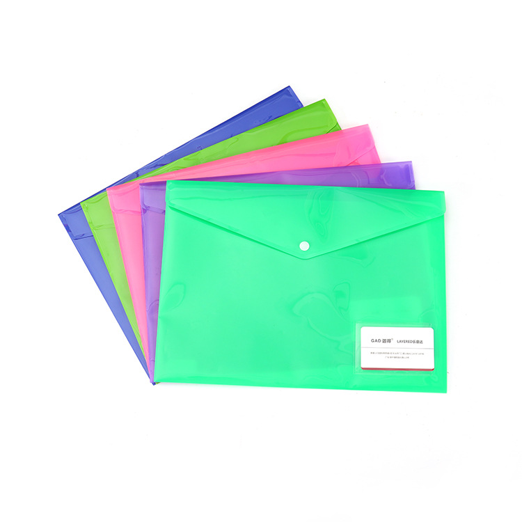 Factory wholesale A4 color snap document storage file bags in fluorescent color pic 1