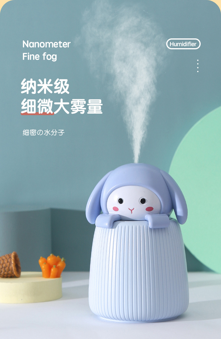 Cartoon Cute Rabbit desktop humidifier, portable charging spray water replenishing device for car bedroom and office, office and bedroom humidifier pic 3