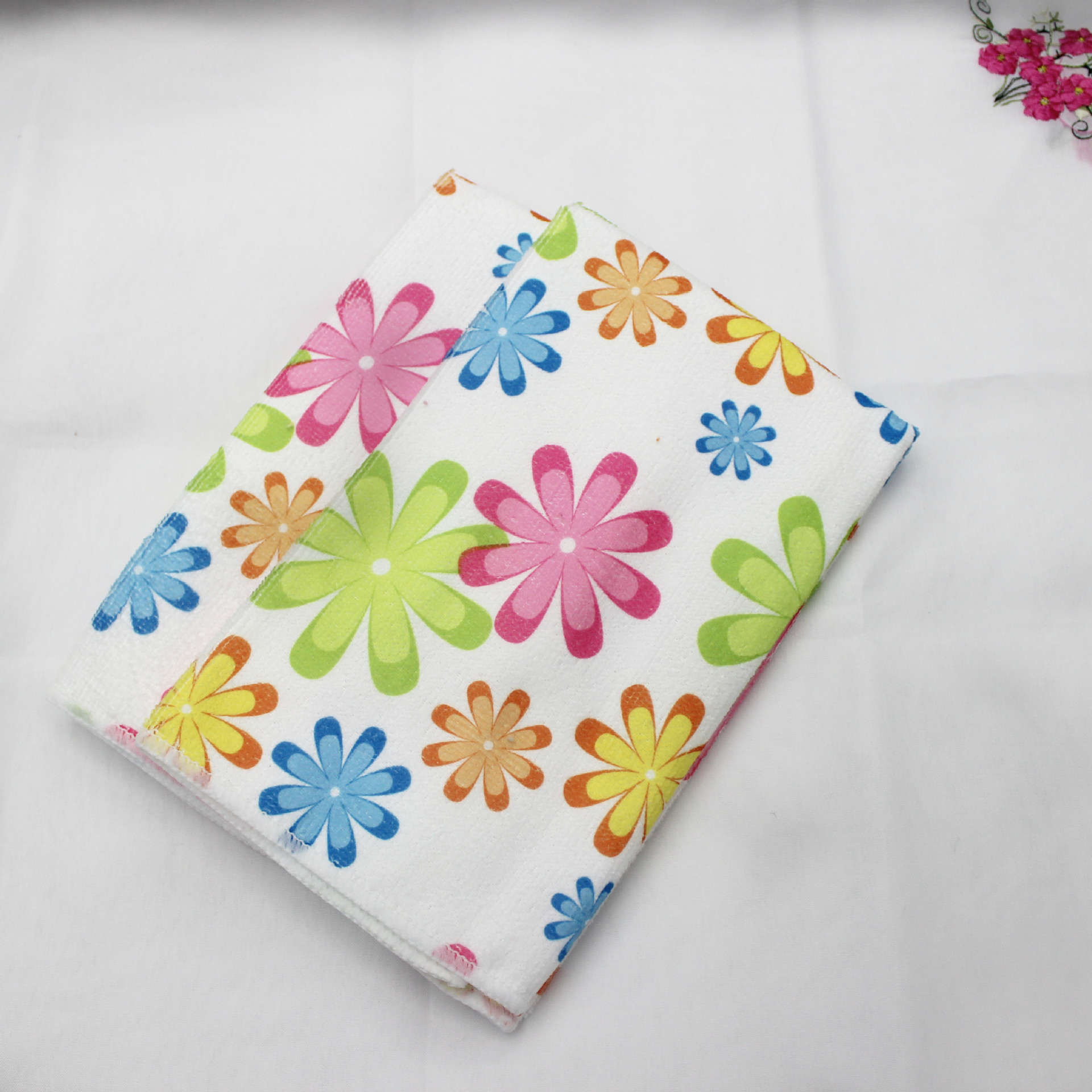 Recommended 4-piece set of Jingbai Li printed plain strip dishcloth and colored dishcloth for home cleaning pic 5