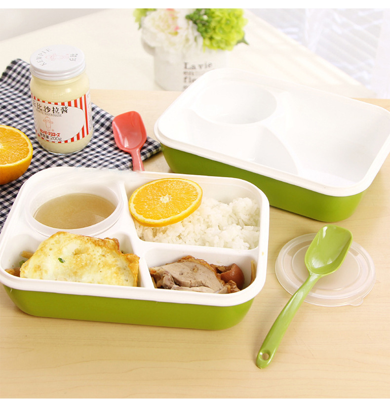 INS日式可爱四格塑料餐盒饭盒儿童 成人五格便当盒可微波炉快餐盒详情11