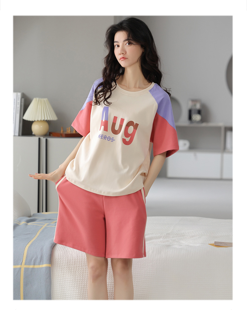 夏季纯棉睡衣女士可爱短袖薄款两件套装韩版时尚春夏可外穿家居服详情7