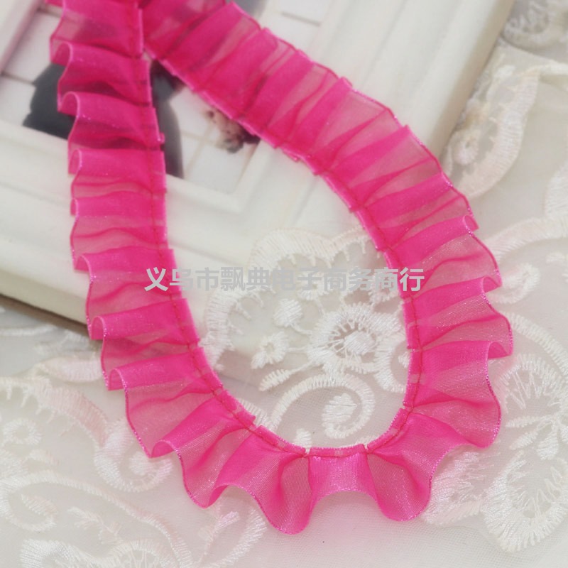 2.5cm服装辅料多色雪纱带百褶皱蕾丝花边带diy童装手工花边辅料详情13