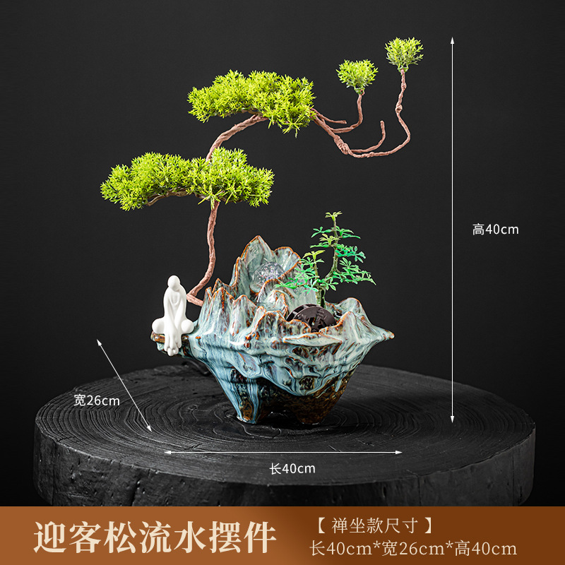 迎客松流水摆件  树脂工艺品 办公室装饰品 详情14