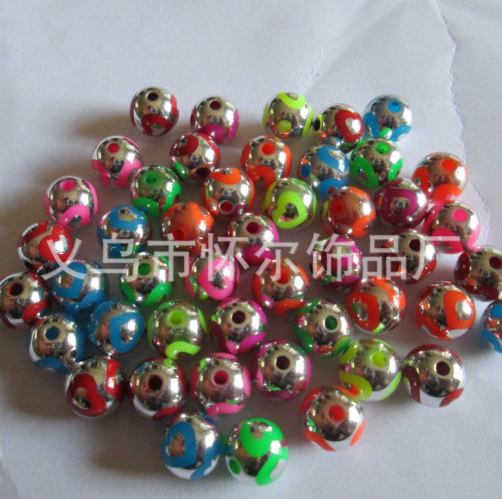 CCB电镀大孔珠 吊孔 塑料珠子合金配件 异形花 五角星 桃心珠子详情39