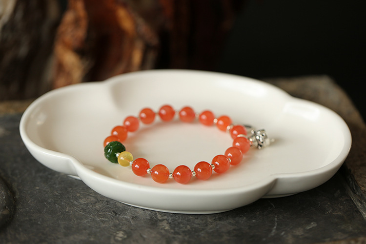 Natural Liangshan Nanhong agate bracelet 8.5mm original single-loop cherry red s925 silver Nafu Fortune Cat bracelet pic 6